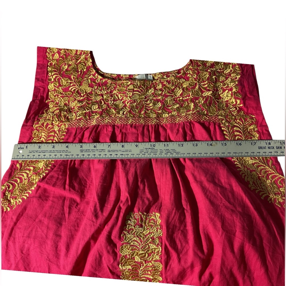 J.Marie Elegant Red and Gold Mexican Style Embroidered Top - Picture 8 of 8